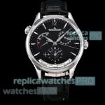 V+ Factory Swiss Replica Jaeger-LeCoultre Master Geographic Dual-Time Black Dial Watch 
